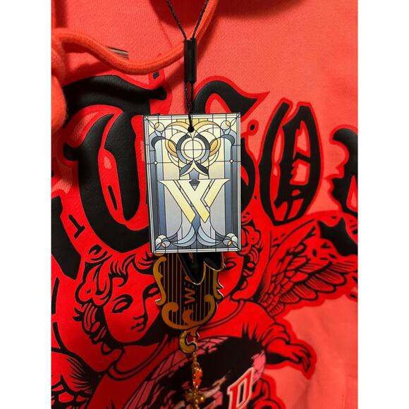 Watson Luxe Larger Than Life Hoodie Red Graphic Angels Size L NWT Streetwear - Picture 11 of 14